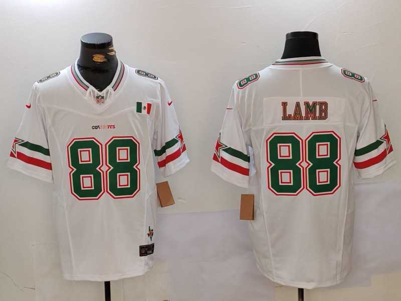 Men%27s Dallas Cowboys #88 CeeDee Lamb 2024 Mexico White FUSE Stitched Jersey Dzhi